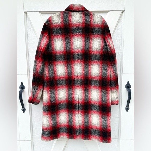 Hugo Boss Red Plaid Checked Teddy Duster - Picture 6 of 6